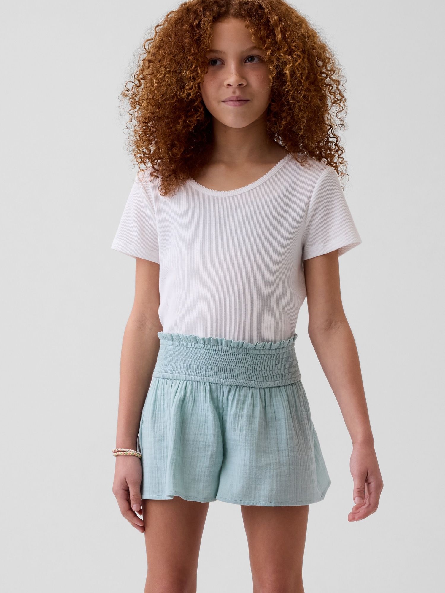 SHORT EN GAZE DE COTON À OURLET PAPILLON POUR ENFANT