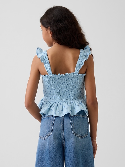 Image number 3 showing, Kids Cotton Gauze Smocked Peplum Top