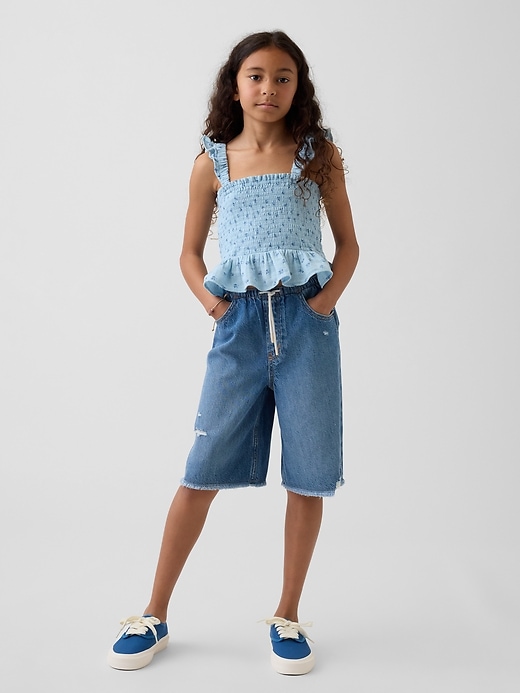 Image number 4 showing, Kids Cotton Gauze Smocked Peplum Top
