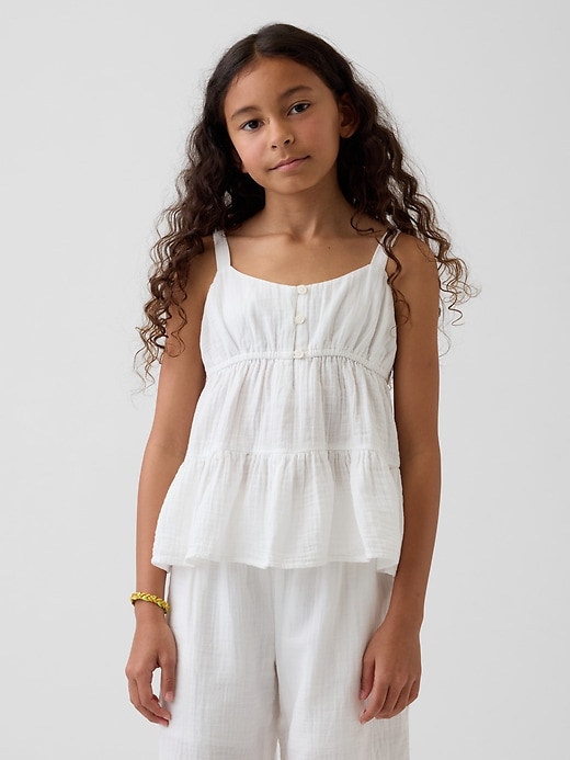 Image number 1 showing, Kids Cotton Gauze Tiered Tank Top