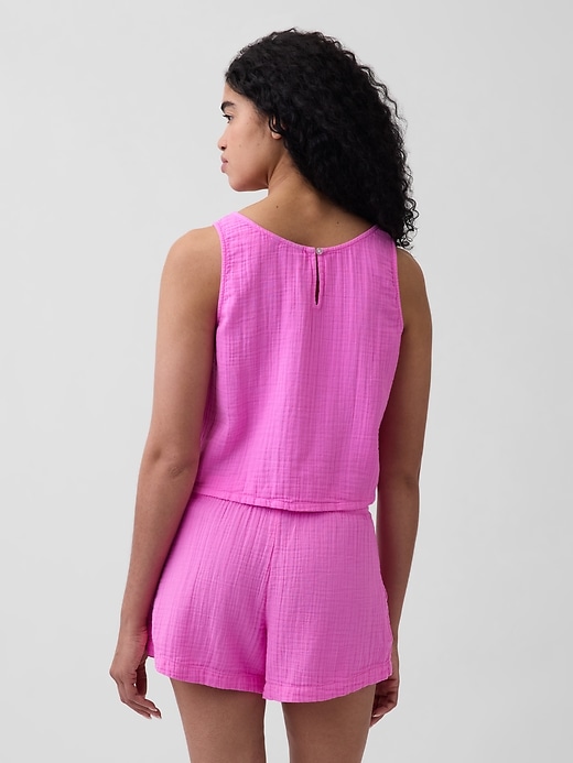 Image number 3 showing, Cotton Gauze Racer Shell Tank Top