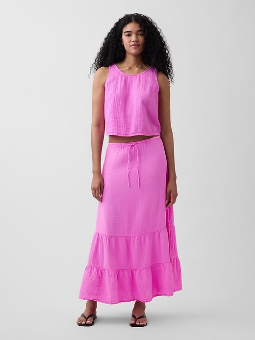 Image number 2 showing, Cotton Gauze Racer Shell Tank Top