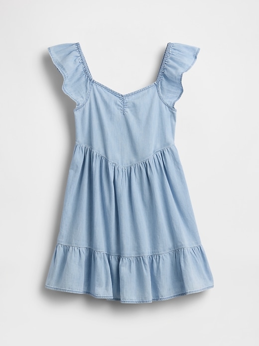 Image number 2 showing, Denim Flutter-Sleeve Sweetheart Dress