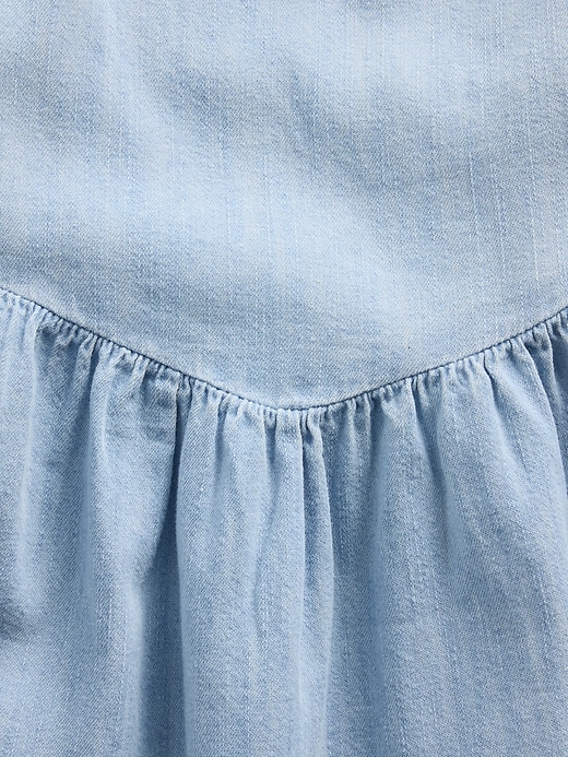 Image number 4 showing, Denim Flutter-Sleeve Sweetheart Dress