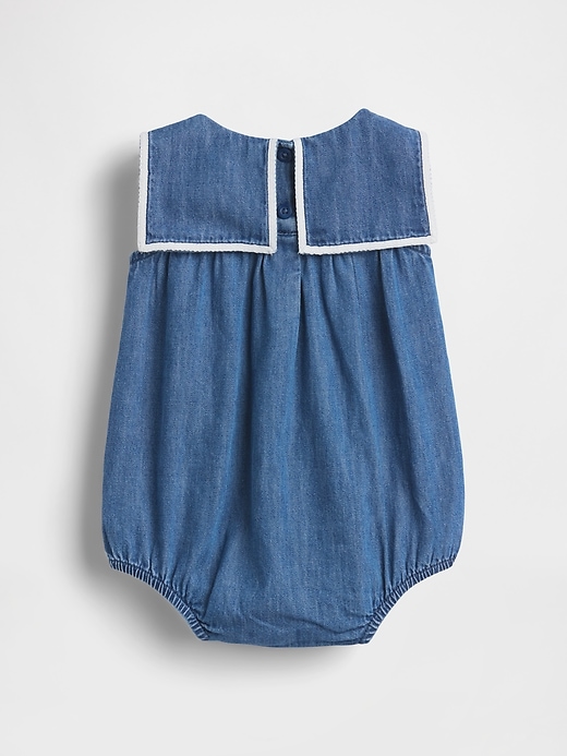Image number 2 showing, Baby Denim Sailor Bubble Bodysuit