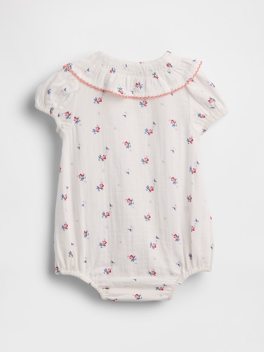 Image number 2 showing, Baby Cotton Gauze Floral Collared Bodysuit