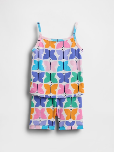 PYJAMA COURT EN COTON BIOLOGIQUE BROSSÉ À MOTIF DE PAPILLONS POUR BÉBÉ ET TOUT-PETITE