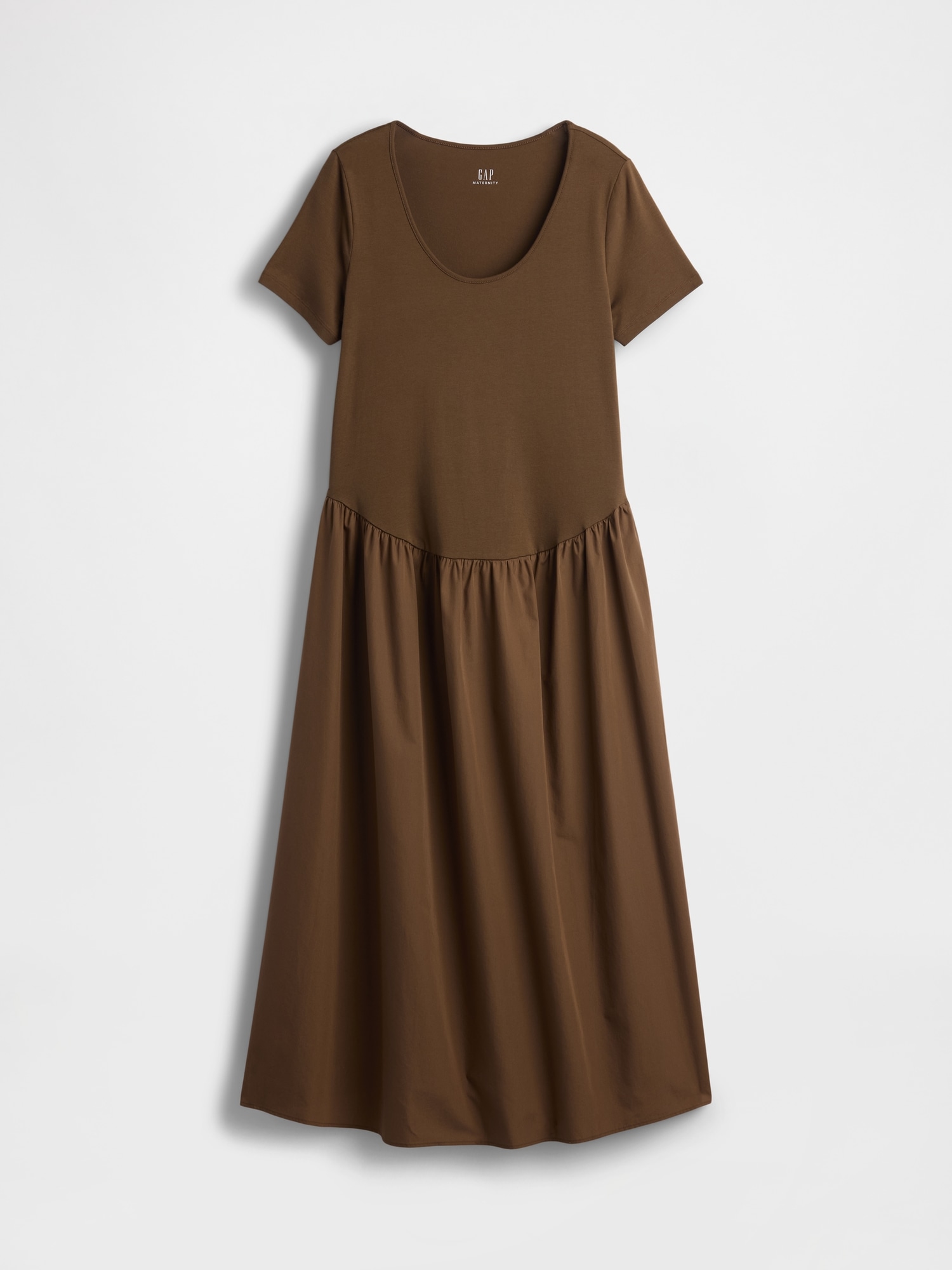 ROBE À TAILLE BASSE EN MATIÈRES MIXTES DE MATERNITÉ