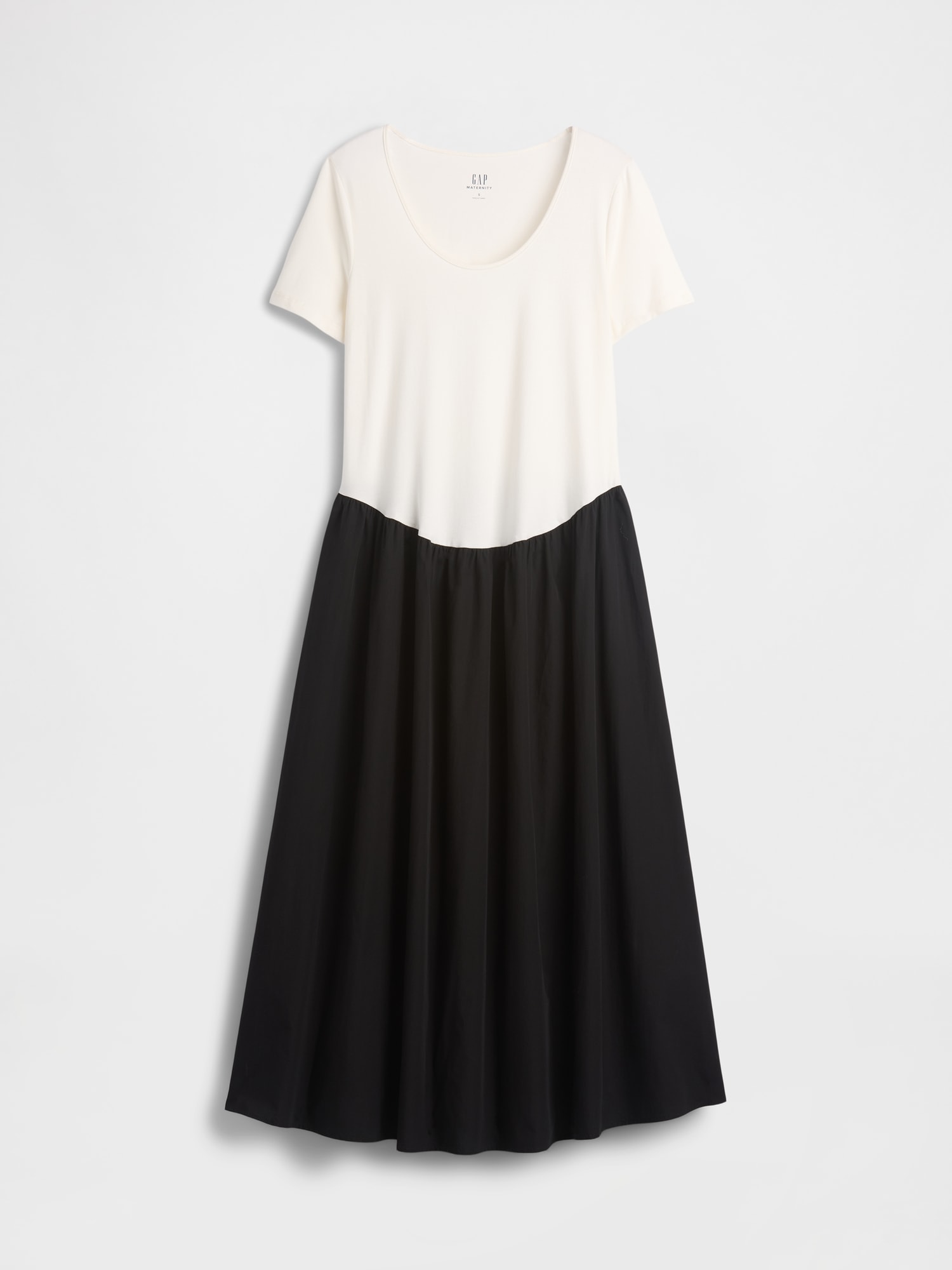 ROBE À TAILLE BASSE EN MATIÈRES MIXTES DE MATERNITÉ