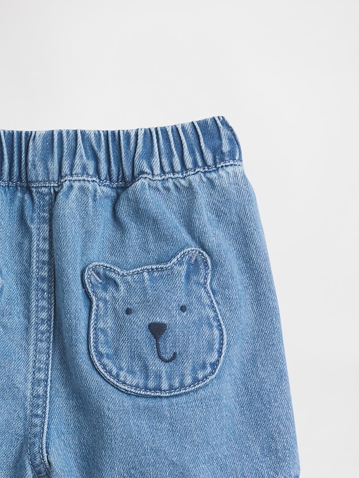 Image number 3 showing, Baby Bear Pocket Pull-On Denim Shorts