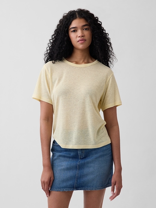Image number 1 showing, Linen-Blend Relaxed T-Shirt
