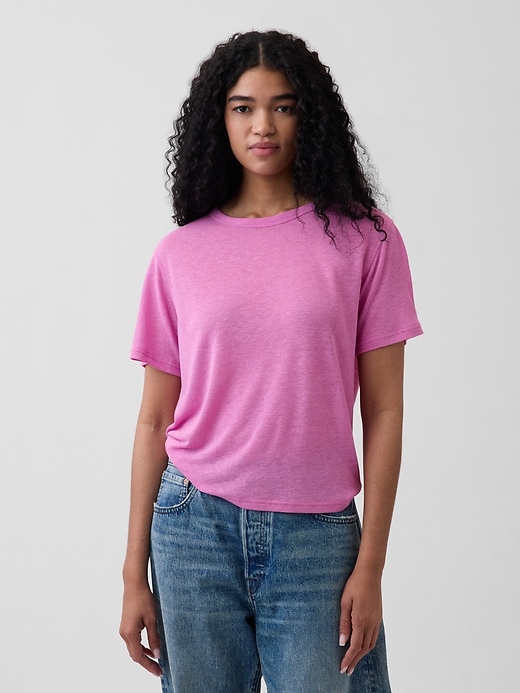 Image number 1 showing, Linen-Blend Relaxed T-Shirt