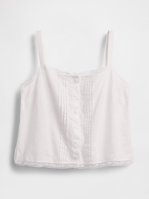 Image number 5 showing, Linen-Blend Pintuck Crop PJ Tank Top