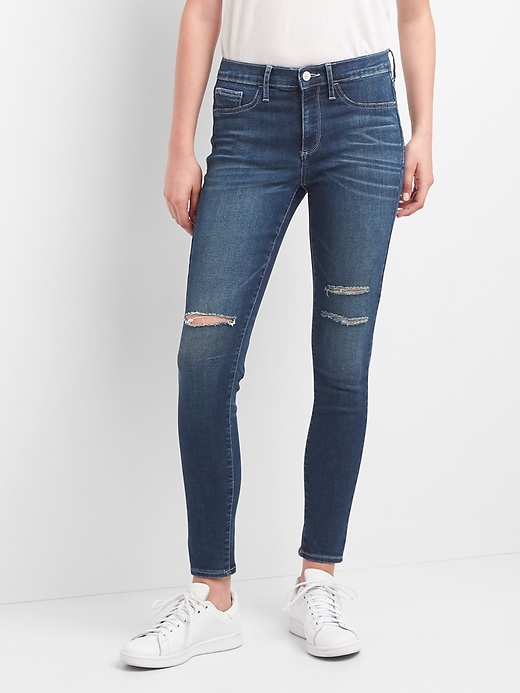 Image number 2 showing, Mid Rise Favorite Ankle Jeggings with Destruction