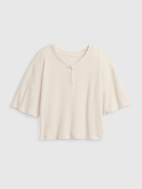 Waffle Cropped Henley