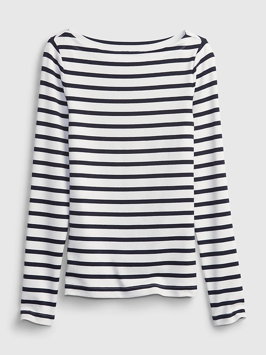 Image number 1 showing, Modern Long Sleeve Stripe Boatneck T-Shirt