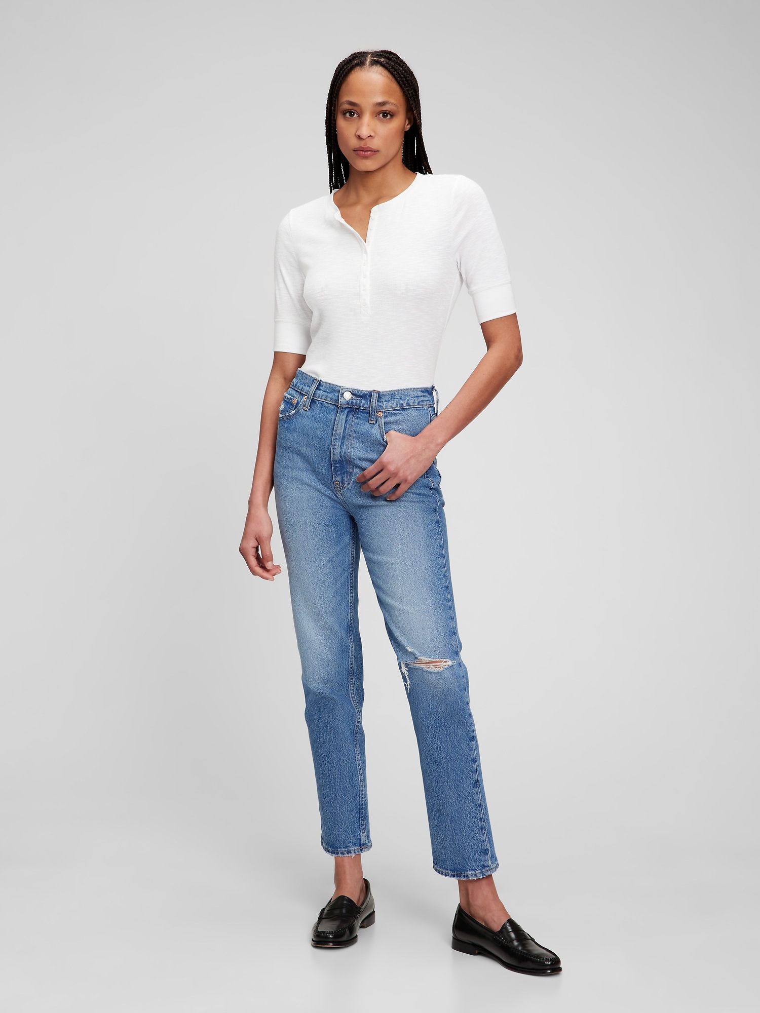 Ribbed Henley T-Shirt