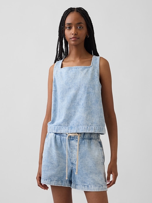 Image number 1 showing, Denim Crop Shell Tank Top
