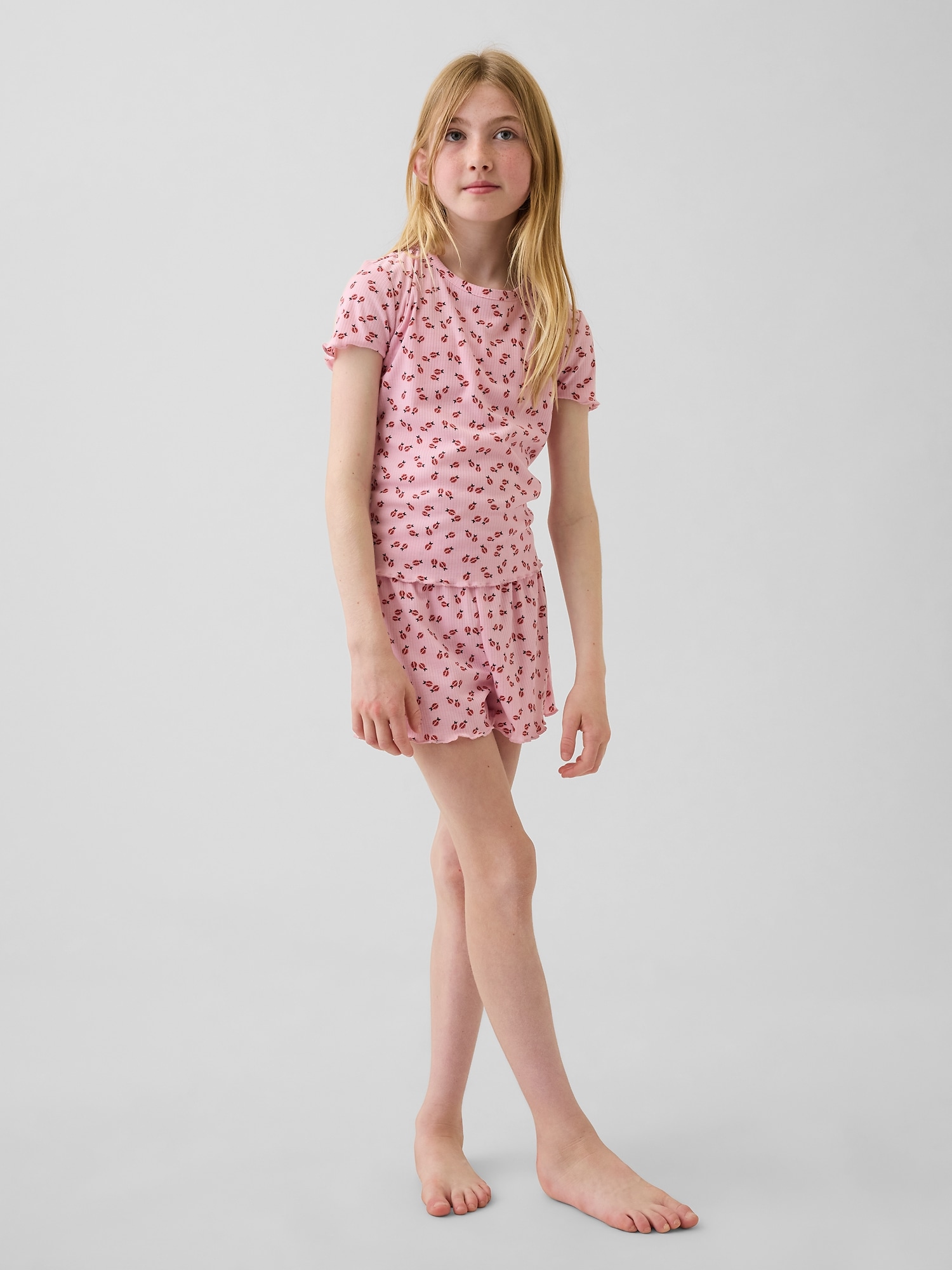 Kids Recycled Rib PJ Short Set