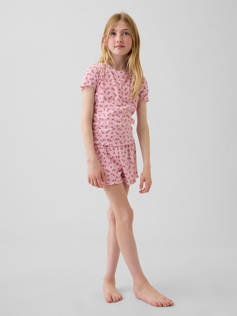 PYJAMA COURT CÔTELÉ EN MATIÈRE RECYCLÉE POUR ENFANT