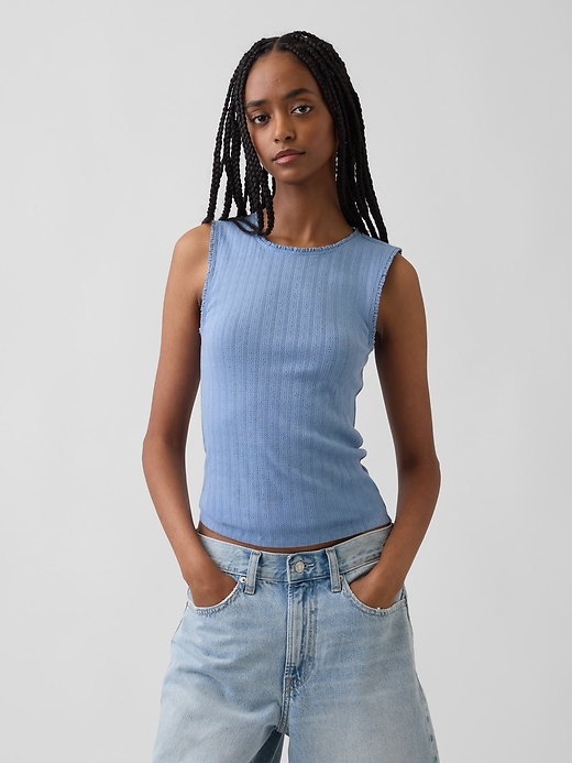 Image number 1 showing, Pointelle Shell Tank Top