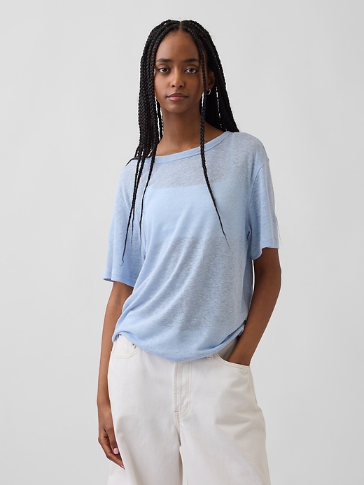 Image number 1 showing, Linen-Blend Relaxed T-Shirt