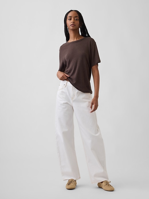 Image number 2 showing, Linen-Blend Relaxed T-Shirt