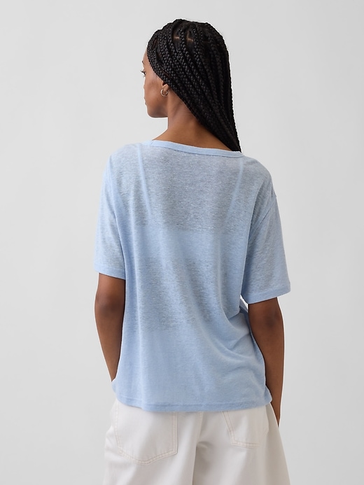 Image number 3 showing, Linen-Blend Relaxed T-Shirt