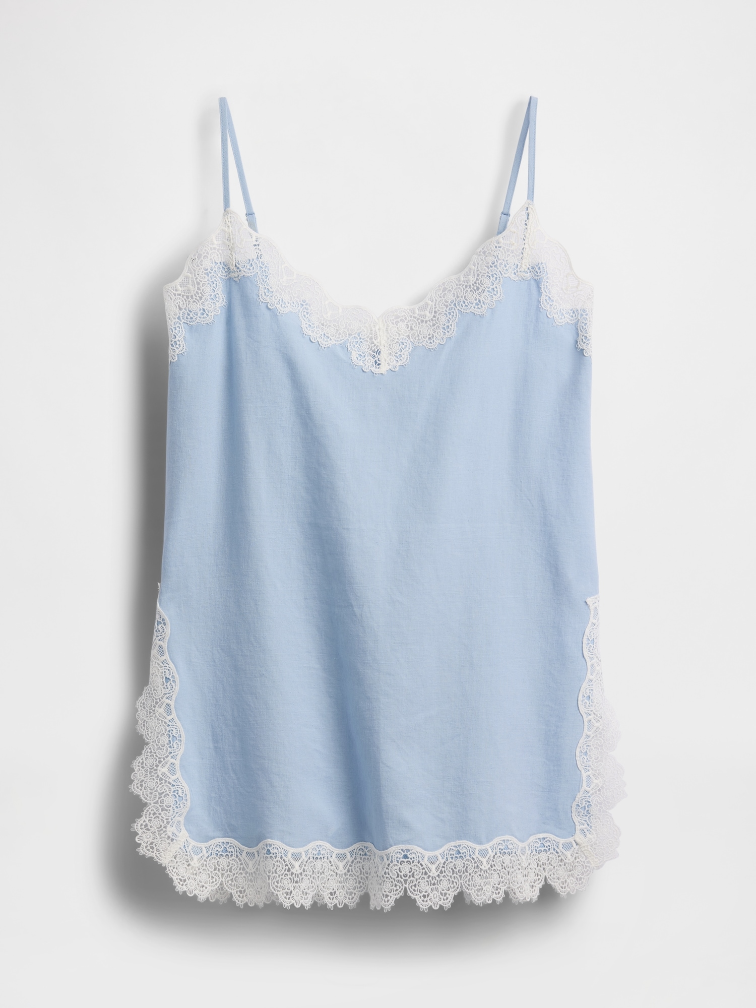 Linen-Blend Lace-Trim Cami