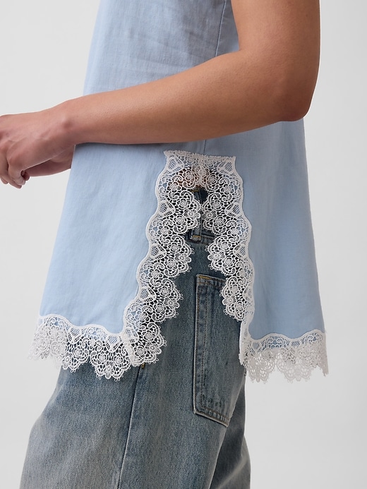 Image number 4 showing, Linen-Blend Lace-Trim Cami
