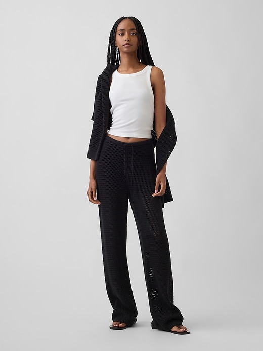 Image number 6 showing, 100% Cotton Crochet Sweater Pants