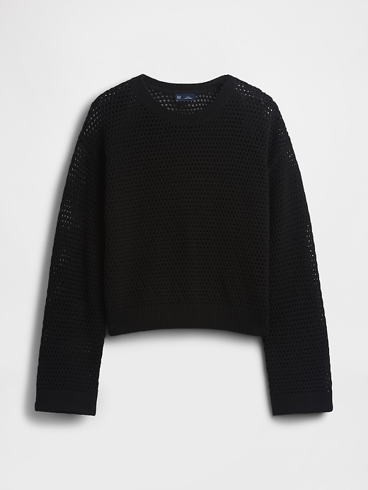 Image number 5 showing, 100% Cotton Crochet Relaxed Sweater