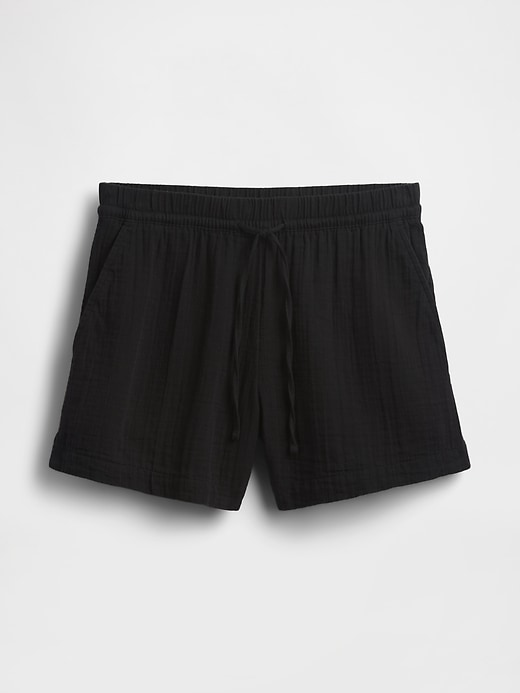 L'image numéro 5 présente Short confort en gaze de coton à taille mi-haute de 10 cm