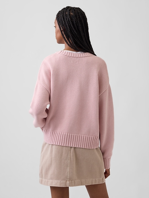 Image number 3 showing, 100% Cotton Oversized Crop Sweater