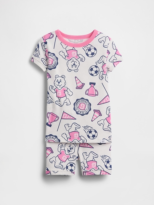 Image number 1 showing, Baby & Toddler Organic Brushed Cotton Bear Logo PJ Short Set