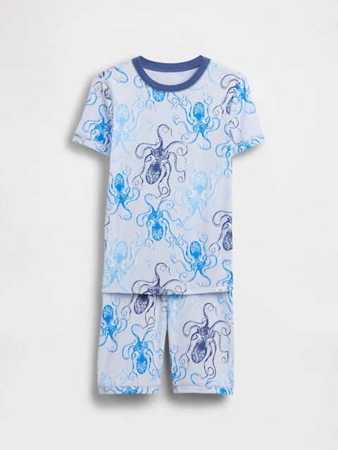 Kids Organic Brushed Cotton Octopus PJ Short Set