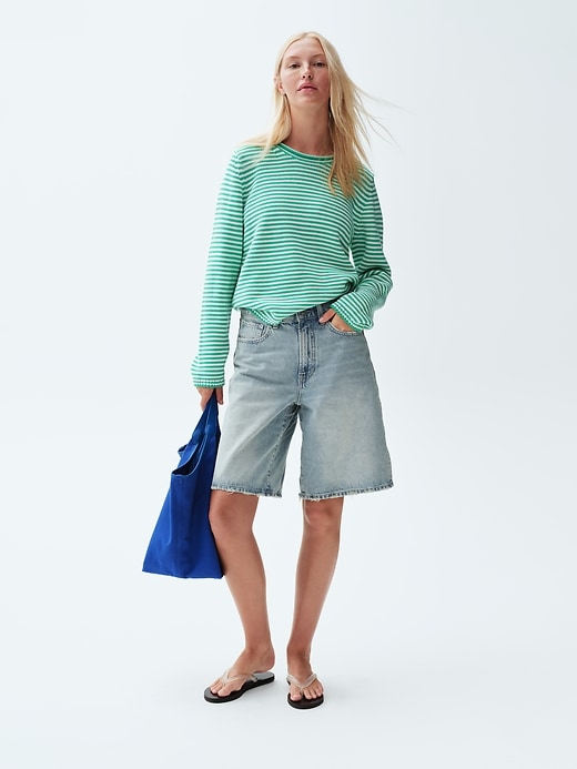 Image number 6 showing, 11" Mid Rise Longline Denim Shorts