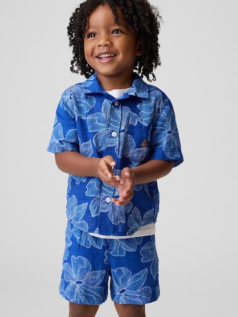 TENUE EN GAZE DE COTON À MOTIF FLORAL POUR BÉBÉ ET TOUT-PETIT