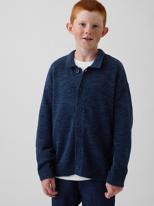 Image number 1 showing, Kids Relaxed Polo Cardigan Sweater