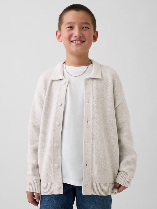 Image number 1 showing, Kids Relaxed Polo Cardigan Sweater