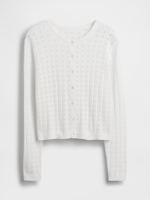 Image number 5 showing, 100% Cotton Pointelle Crop Cardigan
