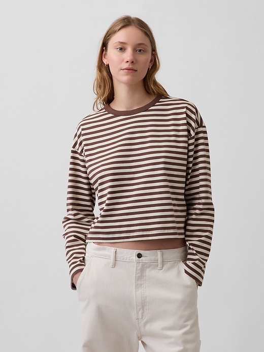 Image number 1 showing, Knit Oversized Crop T-Shirt