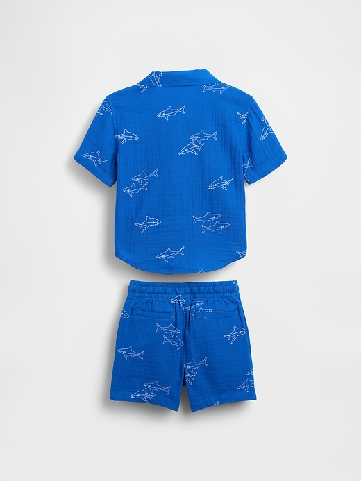 Image number 2 showing, Baby & Toddler Cotton Gauze Polo Outfit Set
