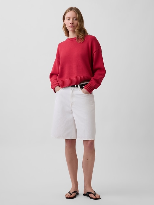 Image number 2 showing, 100% Cotton Oversized Crop Sweater