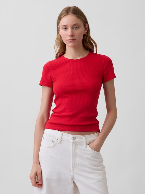Pointelle Crewneck T-Shirt