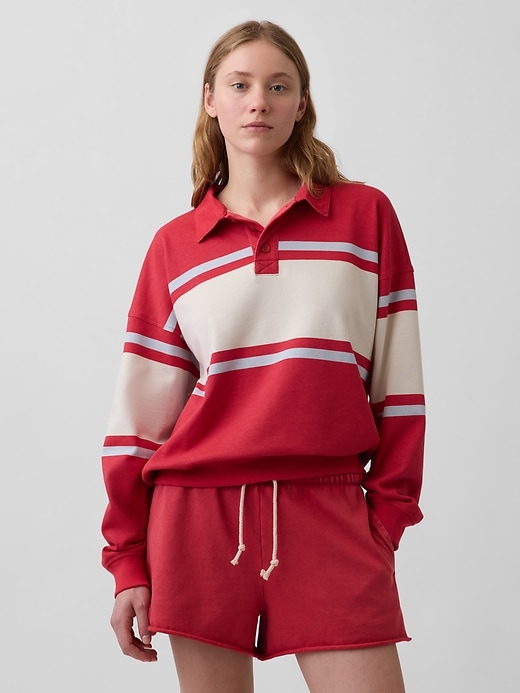 Image number 1 showing, French Terry Oversized Polo Sweatshirt
