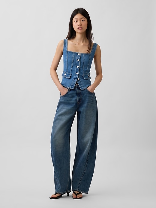 L'image numéro 2 présente Haut de style corset à poche en denim