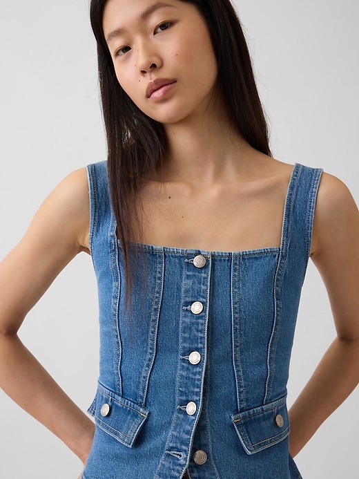 L'image numéro 4 présente Haut de style corset à poche en denim