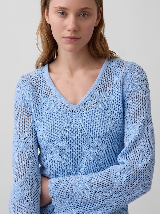 L'image numéro 4 présente Robe-chandail courte en tricot pointelle