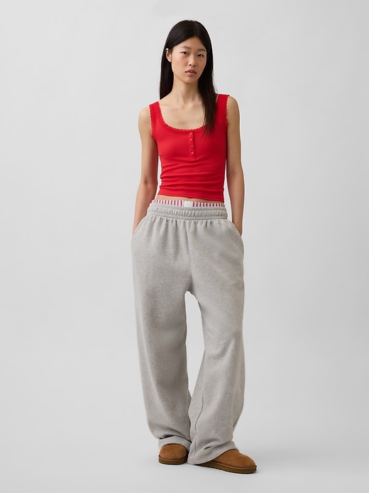 Image number 2 showing, Mini Rib Lace Henley PJ Tank Top